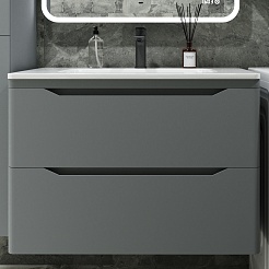 Style Line Тумба с раковиной Марелла 80 Люкс Plus антискрейтч подвесная серая матовая – фотография-1